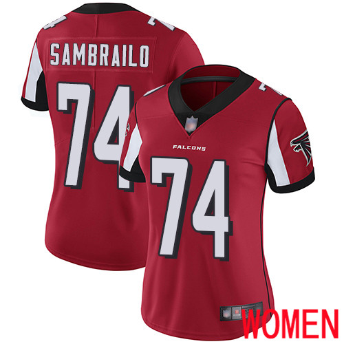 Atlanta Falcons Limited Red Women Ty Sambrailo Home Jersey NFL Football #74 Vapor Untouchable